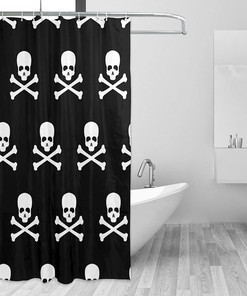 Pirates Skull Crossbone Shower Curtain, Waterproof Bathroom Decor For Adventurous Souls 