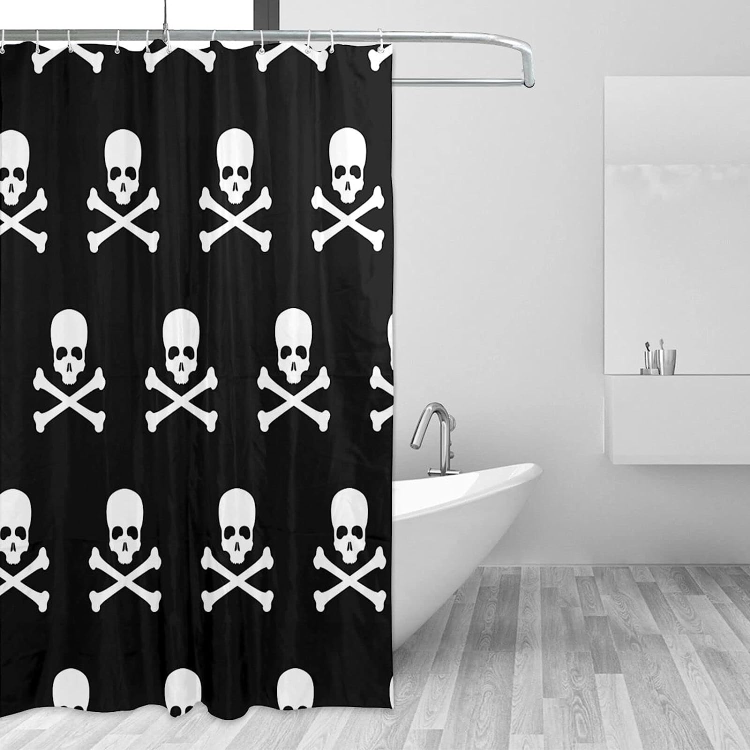 Pirates Skull Crossbone Shower Curtain, Waterproof Bathroom Decor For Adventurous Souls