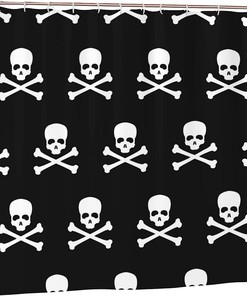 Pirates Skull Crossbone Shower Curtain, Waterproof Bathroom Decor For Adventurous Souls