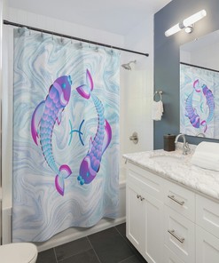 Pisces Astrological Sign Print Fabric Shower Curtain for Bathroom Dcor
