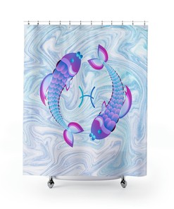 Pisces Astrological Sign Print Fabric Shower Curtain for Bathroom Dcor