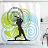 Pitch Fast And Win Baseball Player Shower Curtain In Green, Blue, And Black