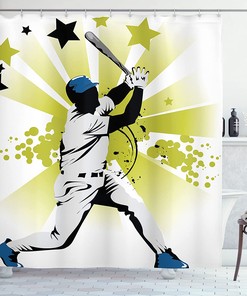 Pitcher Hits The Ball Fast And Strong Baseball Shower Curtain