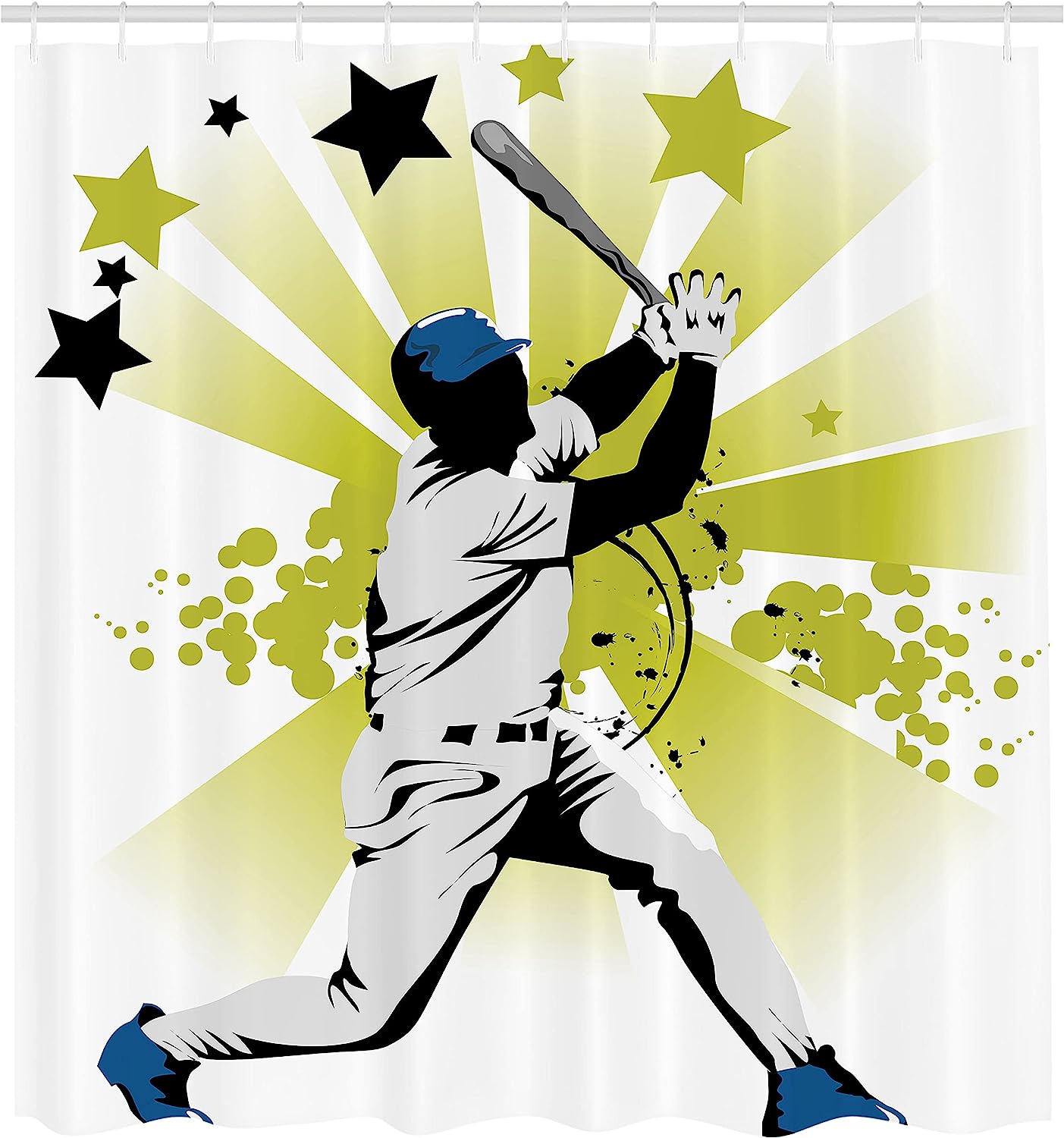 Pitcher Hits The Ball Fast And Strong Baseball Shower Curtain - Image 2
