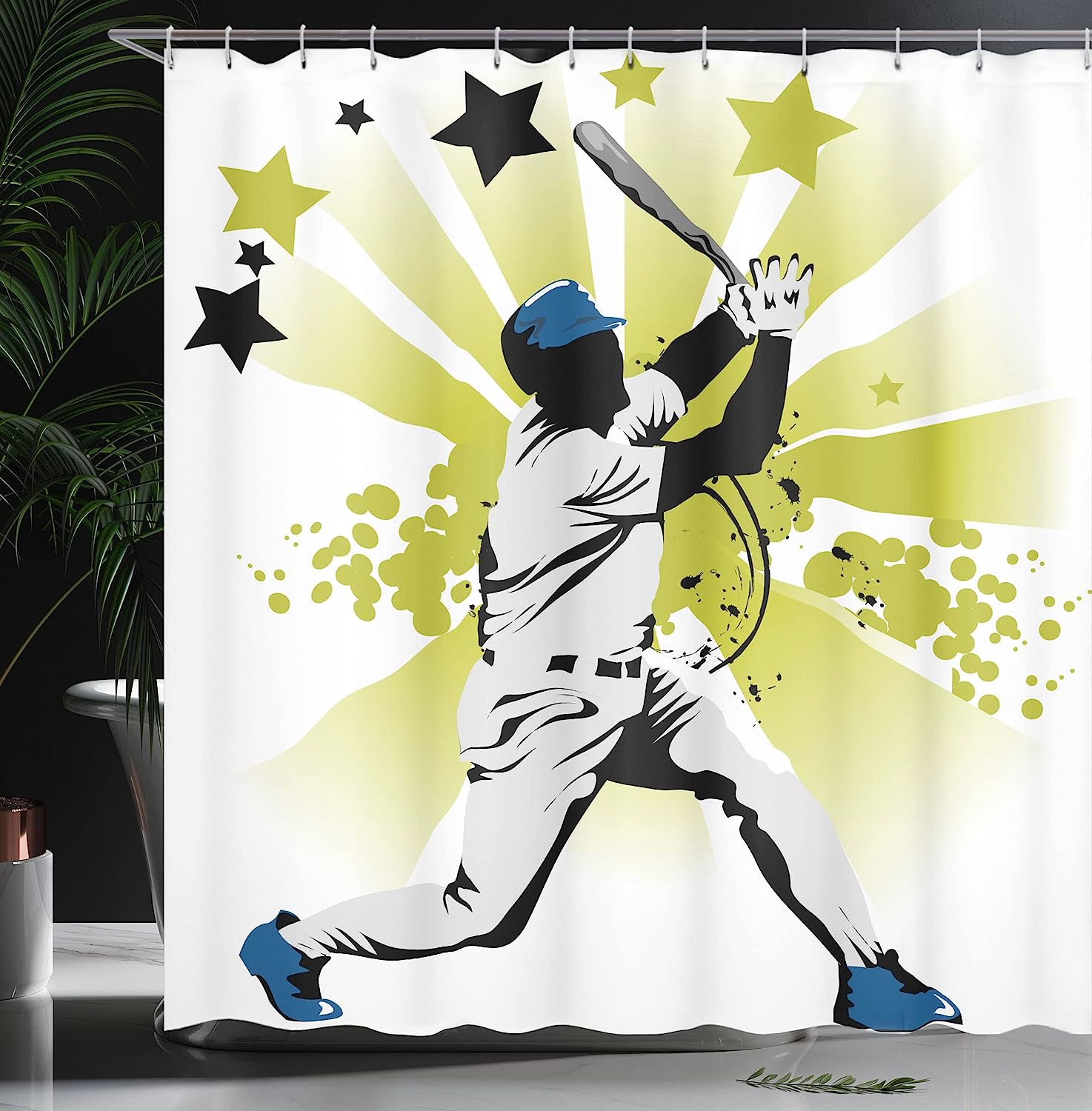 Pitcher Hits The Ball Fast And Strong Baseball Shower Curtain - Image 3