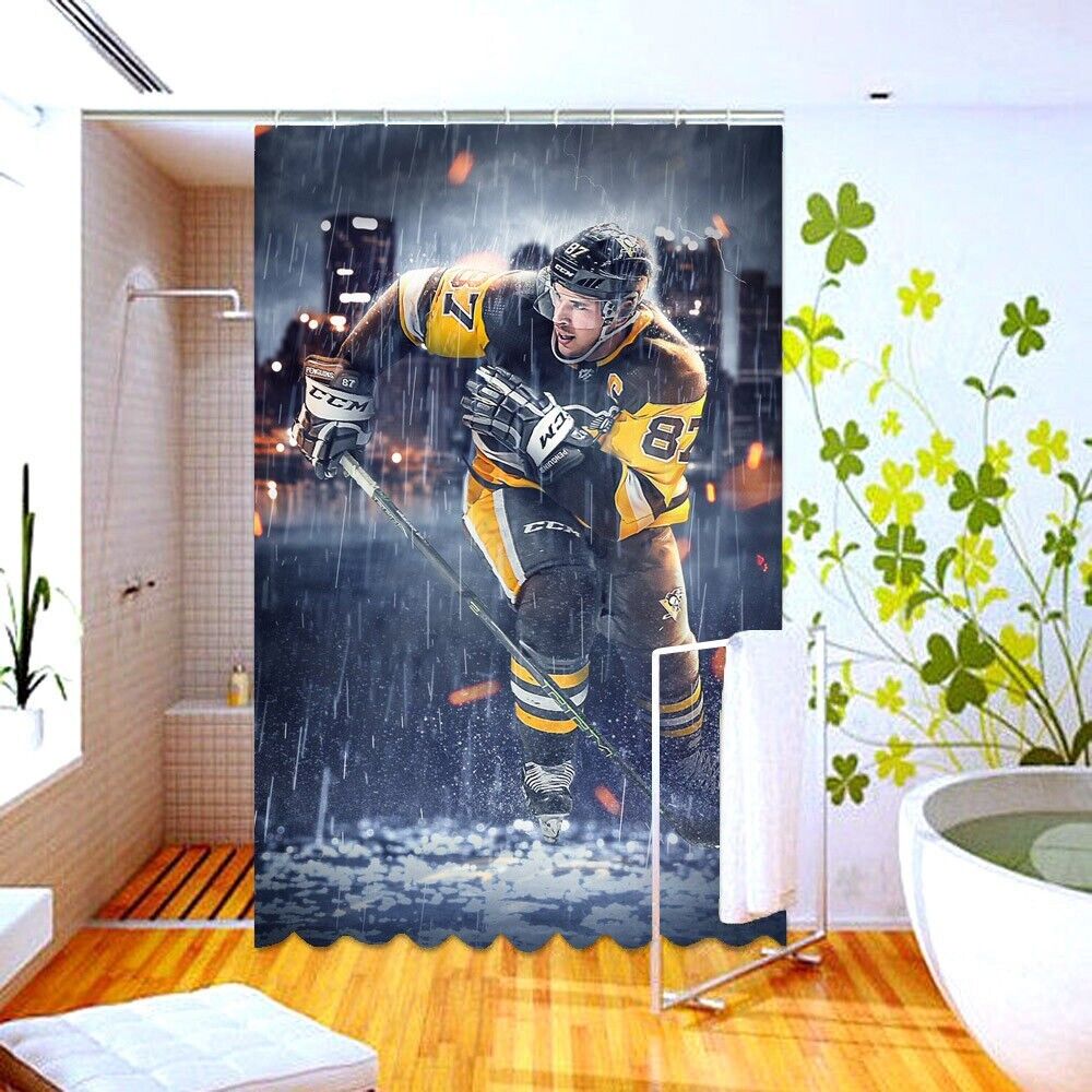 Pittsburgh Penguins Crosby Hockey Waterproof Shower Curtain for Fans