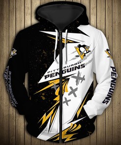 Pittsburgh Penguins Zip Hoodie 3D Cartoon Graphic - Official Nhl Merchandise