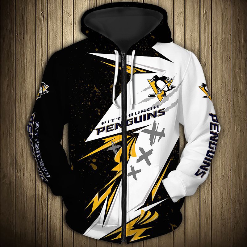 Pittsburgh Penguins Zip Hoodie 3D Cartoon Graphic - Official Nhl Merchandise