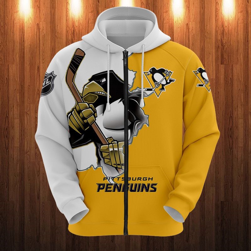 Pittsburgh Penguins Zip Hoodie 3D - Official Nhl Merchandise