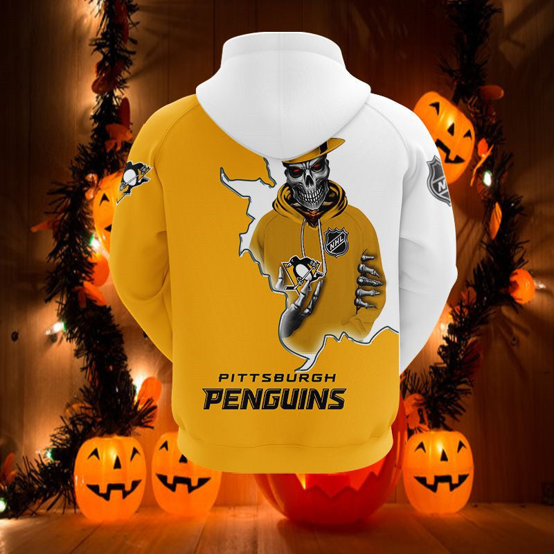Pittsburgh Penguins Zip Up Hoodie With Hooded Long Sleeve 3D - Official Nhl Merchandise
