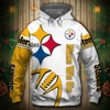 Pittsburgh Steelers 3D All Over Print Zip Up Hoodie Pullover For Fans
