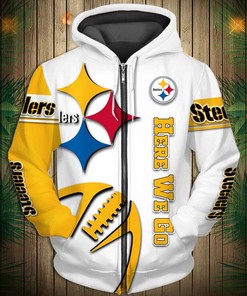 Pittsburgh Steelers 3D All Over Print Zip Up Hoodie Pullover For Fans