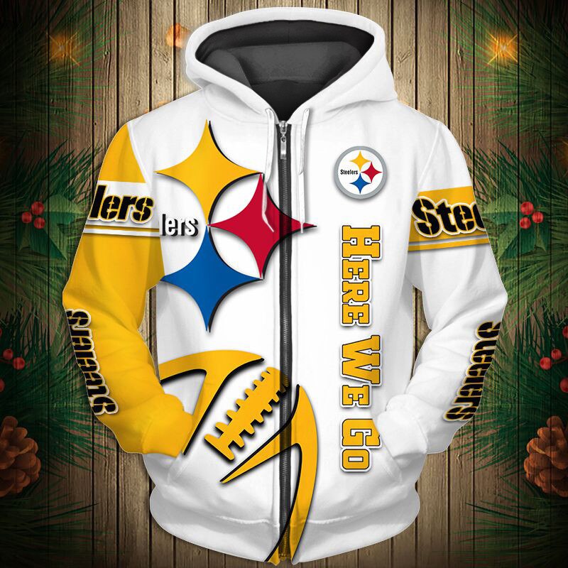 Pittsburgh Steelers 3D All Over Print Zip Up Hoodie Pullover For Fans