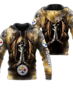 Pittsburgh Steelers 3D Skull Hoodie Smoke Design For Bold Fans