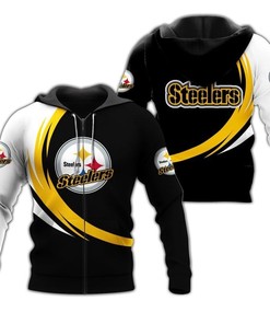 Pittsburgh Steelers 3D Zip Hoodie Curve Graphic Get Noticed For Your Fan Spirit