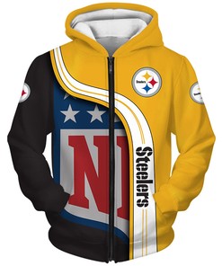 Pittsburgh Steelers 3D Zip Hoodie Pullover Show Your Team Spirit