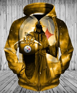 Pittsburgh Steelers Cartoon Player Cute Zip Hoodie 3D - Official Nfl Merchandise