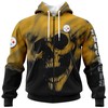 Pittsburgh Steelers Custom Name & Number 3D Skull Hoodie Unique Gift For Fans