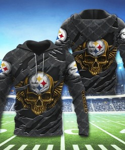 Pittsburgh Steelers Skull 3D Hoodie - Great Gift For Fans