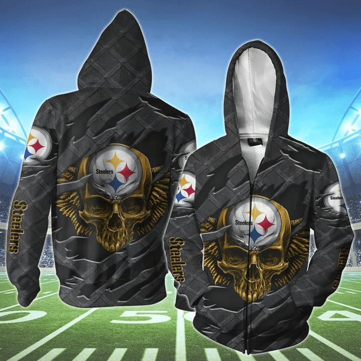 Pittsburgh Steelers Skull 3D Hoodie - Great Gift For Fans