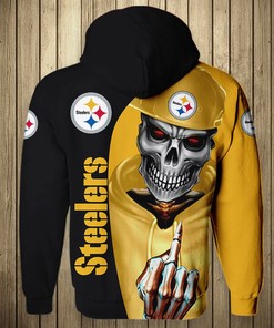 Pittsburgh Steelers Skull Printed Cute Zip Hoodie Unleash Your Inner Rebel
