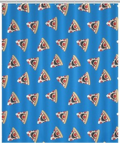 Pizza Shark Funny Print Shower Curtain for Bathroom with Rustproof Hooks