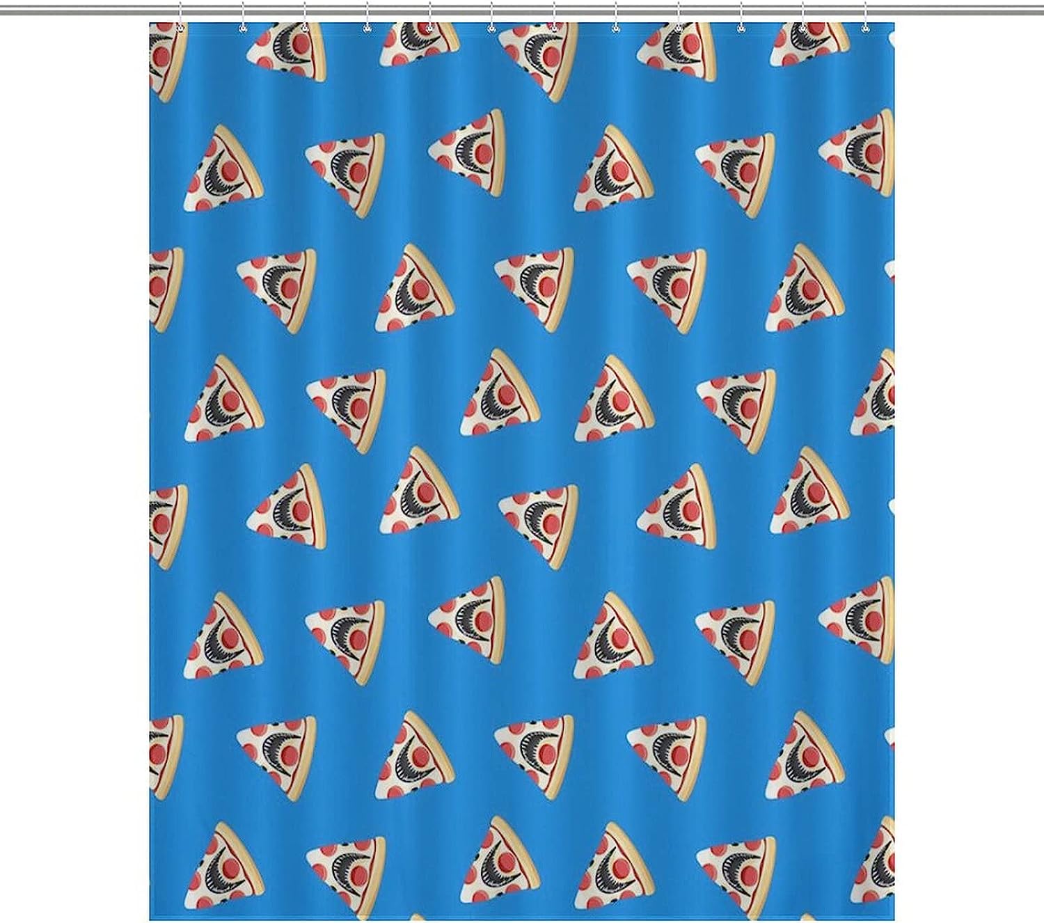 Pizza Shark Funny Print Shower Curtain for Bathroom with Rustproof Hooks