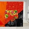 Pizza Video Game Controller Bathroom Curtain - Modern Gray Orange Gaming Home Decor