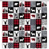 Plaid Bear Shower Curtain, Rustic Red and Black Buffalo Winter Bathroom Decor