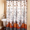 Plaid Pumpkin with Autumn Floral Accents Bathroom Shower Curtain
