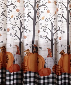 Plaid Pumpkin with Autumn Floral Accents Bathroom Shower Curtain