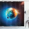 Planet Earth with Sun Rays Print Space Shower Curtain for Geography Buffs