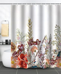 Plant Floral Qidordour Shower Curtain with Weighted Hem and Fall Bathroom Decoration for Farmhouse Home Hotel 