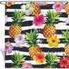 Plant Fruit Hawaiian Pattern Pineapples Hibiscus Flowers Shower Curtain