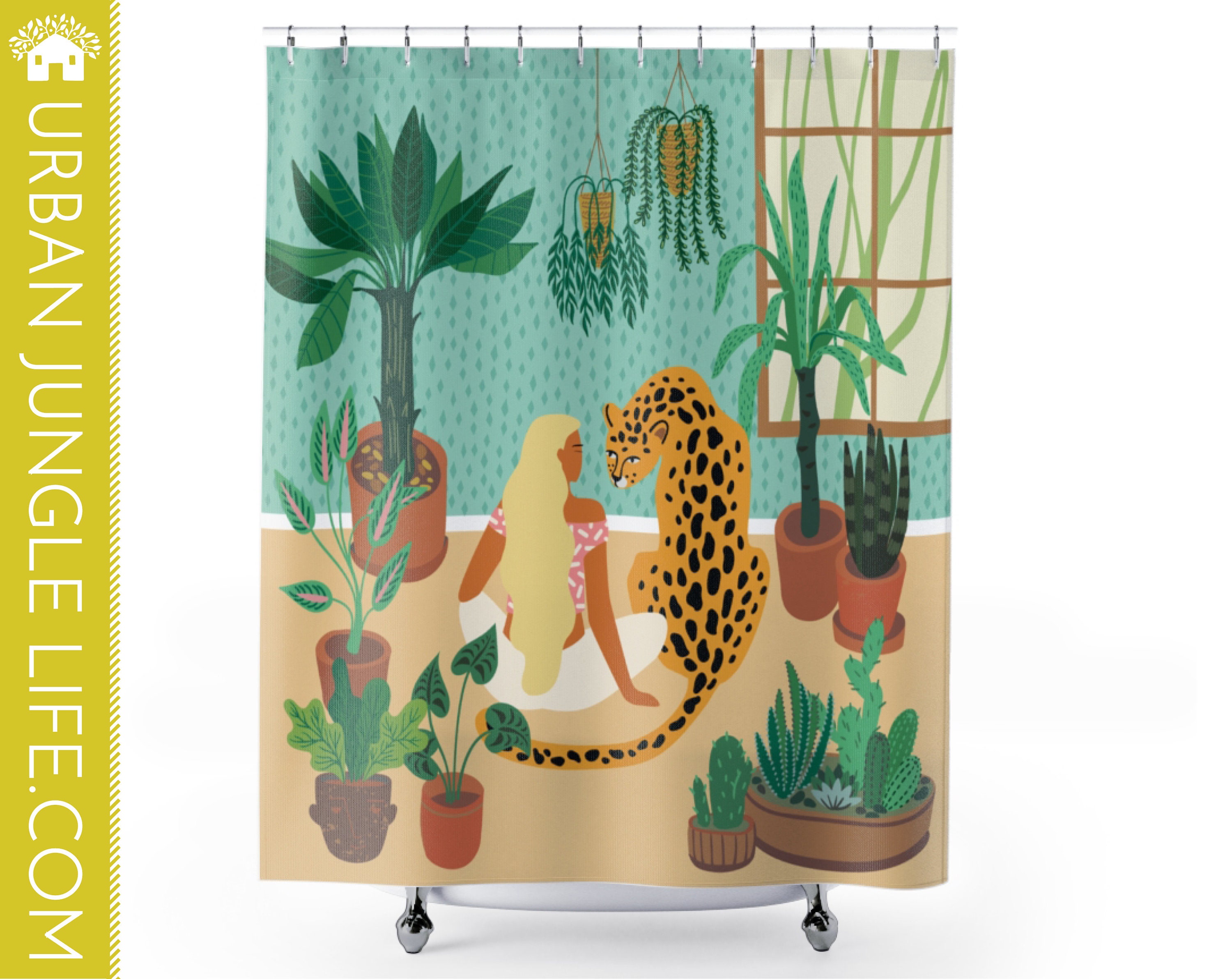 Plant Lady Shower Decor Shower Curtain with Urban Jungle Bath Print