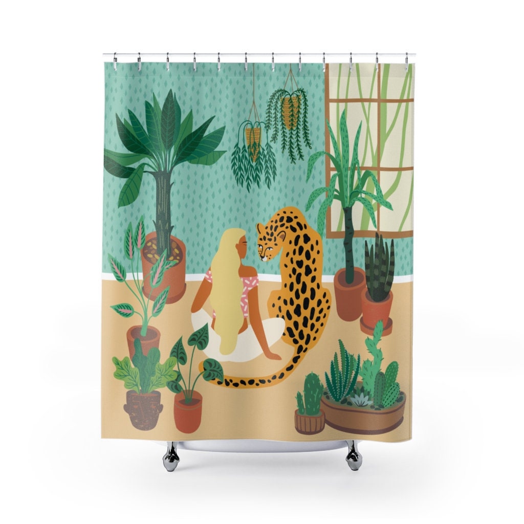 Plant Lady Shower Decor Shower Curtain with Urban Jungle Bath Print