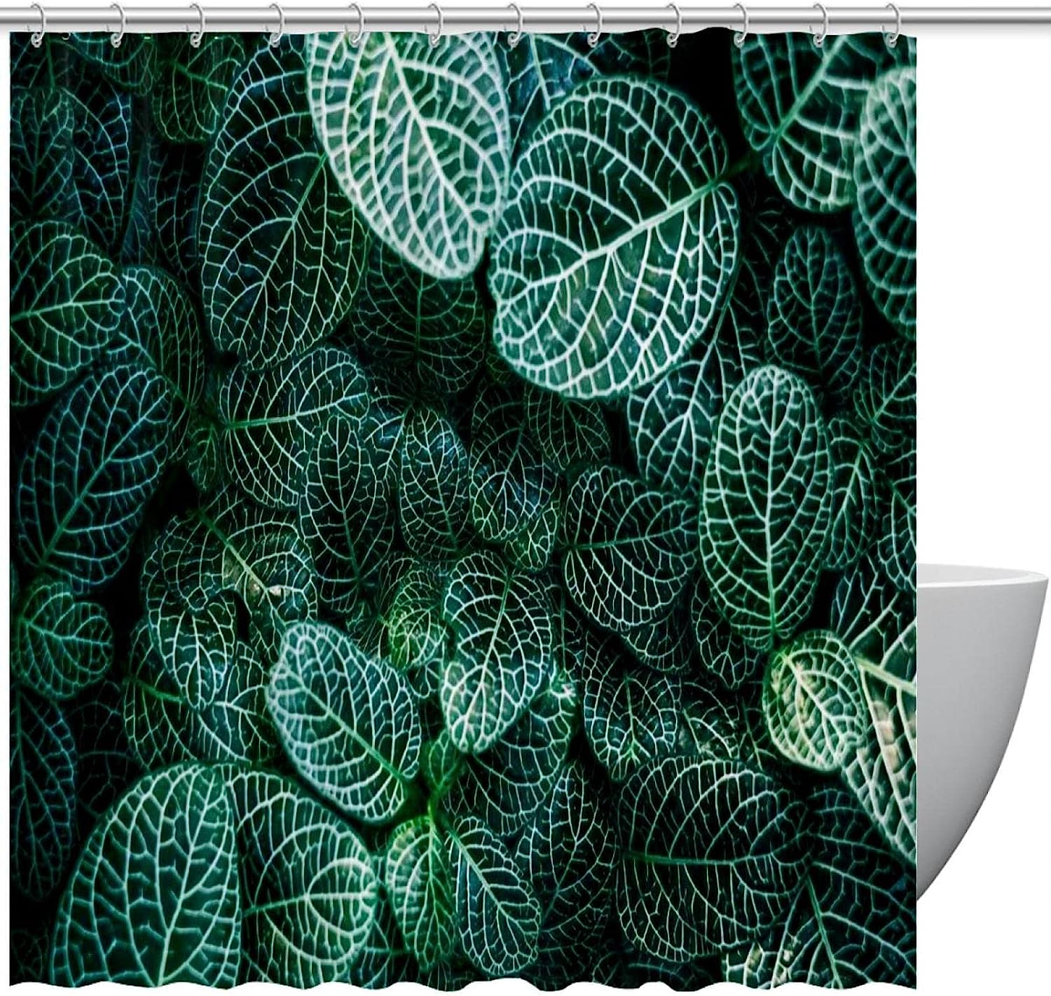 Plant Leaf Green Garden Fabric Shower Curtain for Bathroom Decor