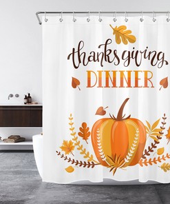 Plant Leaf Pumpkin Thanksgiving Shower Curtain - A Perfect Addition To Your Thanksgiving Decorr