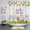 Plant Leaf and Cute Rabbit Easter Eggs Shower Curtain Set - Retro Bathroom Accessories