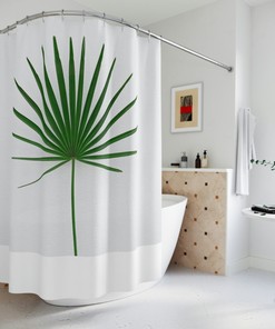 Plant Lover'S Green And White Shower Curtain For Bath