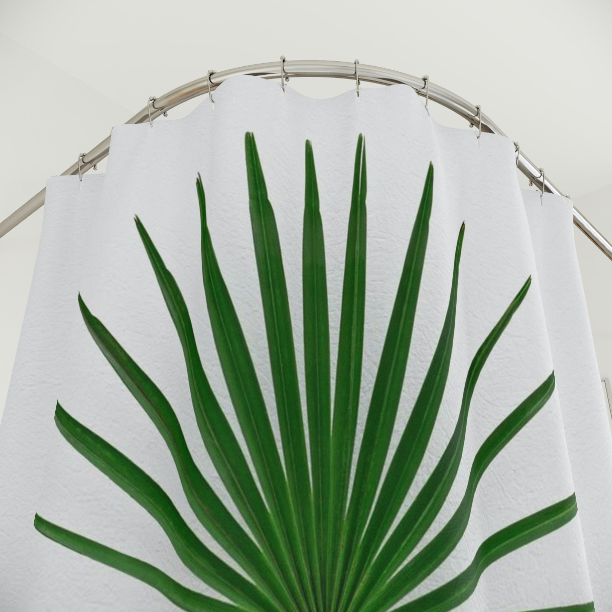 Plant Lover'S Green And White Shower Curtain For Bath