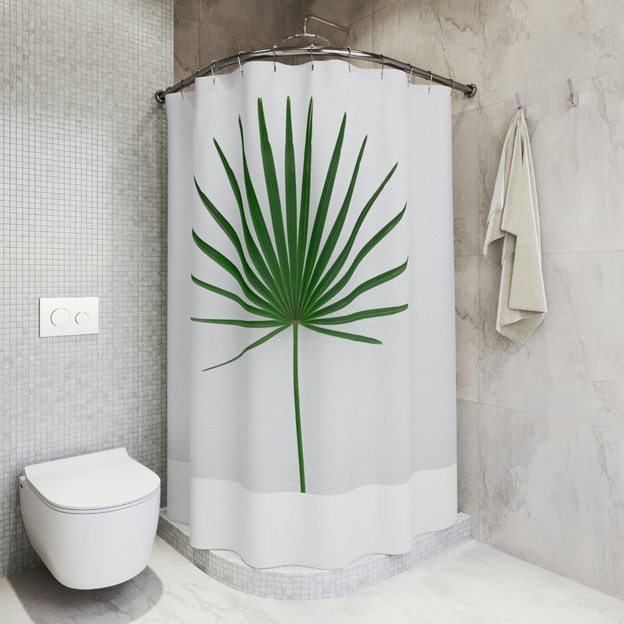 Plant Lover'S Green And White Shower Curtain For Bath