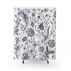 Plant Sketch White Shower Curtain for Botanical Bathroom with Nature Print