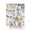 Plant and Butterfly Purple Shower Curtain Set, Natural Floral Bathroom Decor with Nature Theme