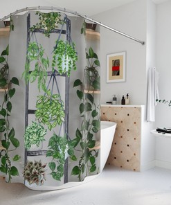 Plants Floral Boho Botanical Shower Curtain