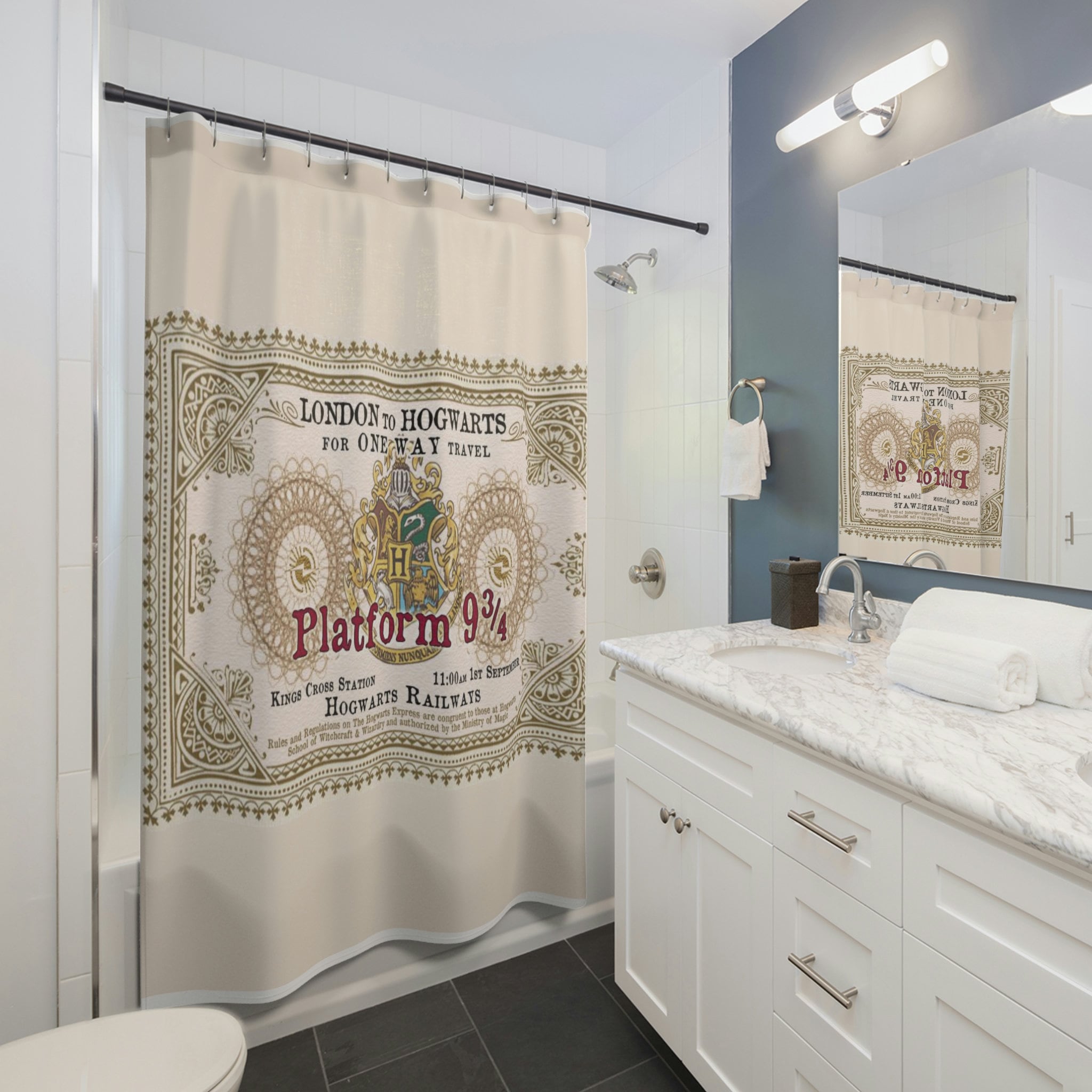 Platform 9 3/4 Harry Potter Shower Curtain For A Magical Wizard Bathroom