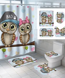 Playful 3D Cartoon Panda Bamboo Animal Print Shower Curtain For Kids Bathroom