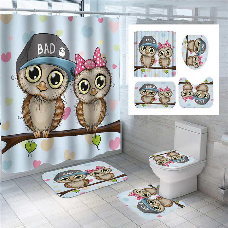 Playful 3D Cartoon Panda Bamboo Animal Print Shower Curtain For Kids Bathroom