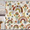 Playful And Artsy Boho Mushroom Shower Curtain With Hippie Funny Floral Flower Eye Rainbow For Unique Bathroom Decor