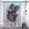 Playful And Colorful Dinosaur Shower Curtain With High-Quality Printing For A Fun Bathroom Decor